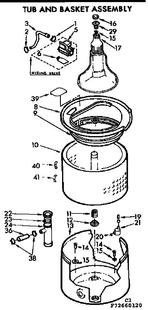 Kenmore 11072660420 tub and basket assembly diagram