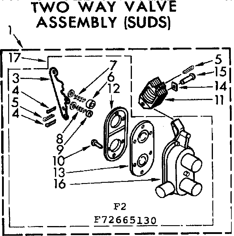 Kenmore 11073665630 two way valve assembly, suds diagram