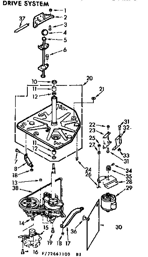 Kenmore 11073667100 drive system diagram