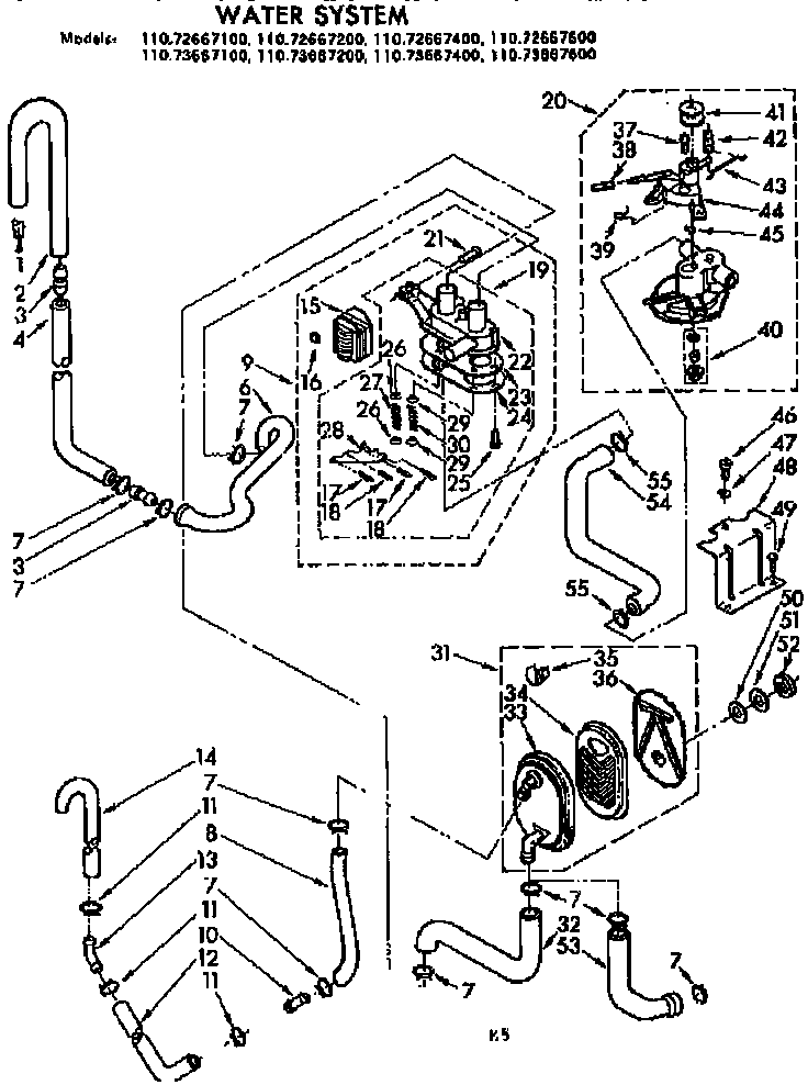 Kenmore 11073667100 water system diagram