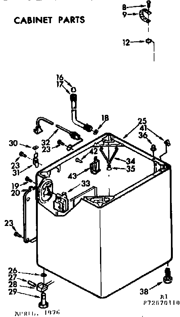 Kenmore 11073670110 cabinet parts diagram