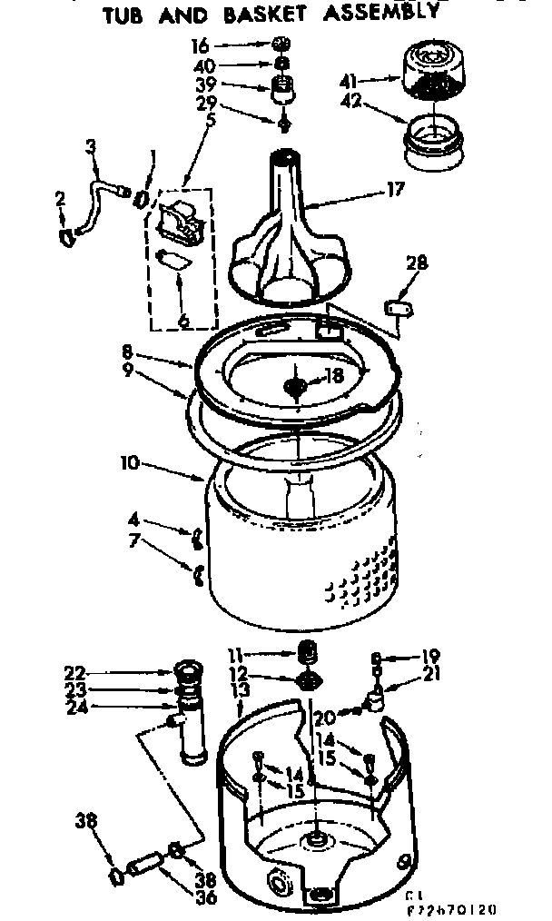 Kenmore 11073670220 tub and basket assembly diagram