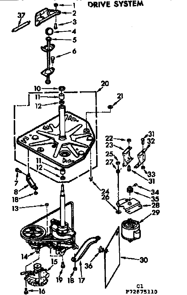 Kenmore 11072675110 drive system diagram