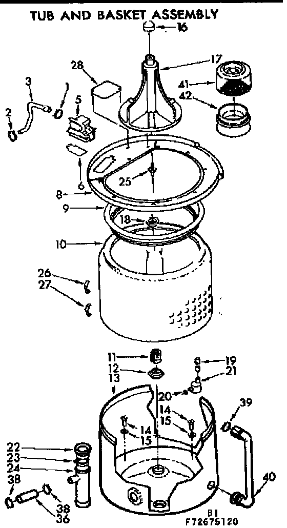 Kenmore 11073675120 tub and basket assembly diagram