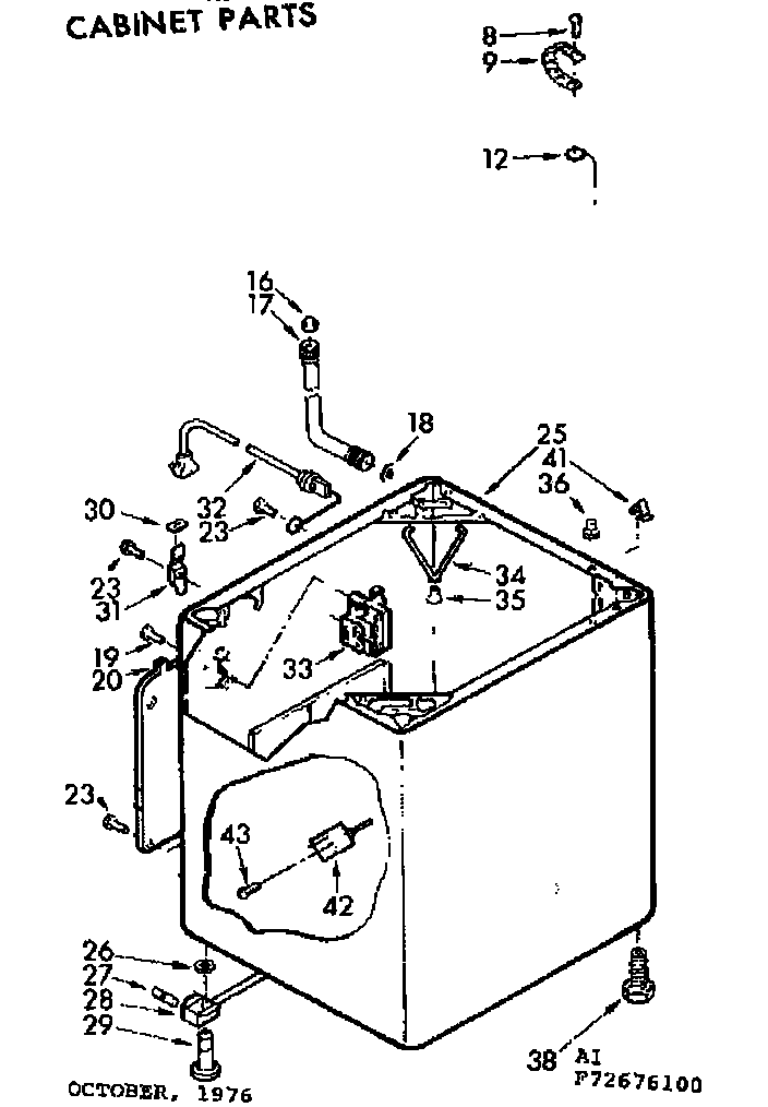 Kenmore 11073676200 cabinet parts diagram
