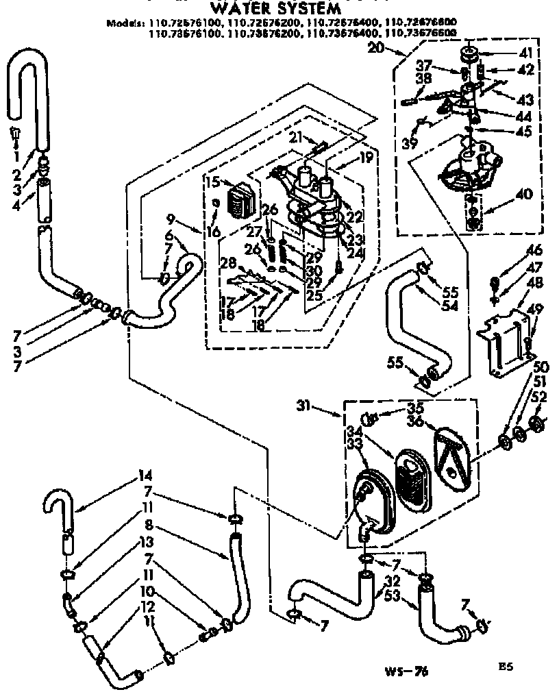 Kenmore 11073676200 water system diagram
