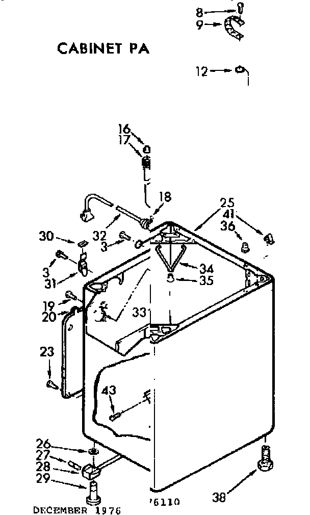 Kenmore 11073676410 cabinet parts diagram