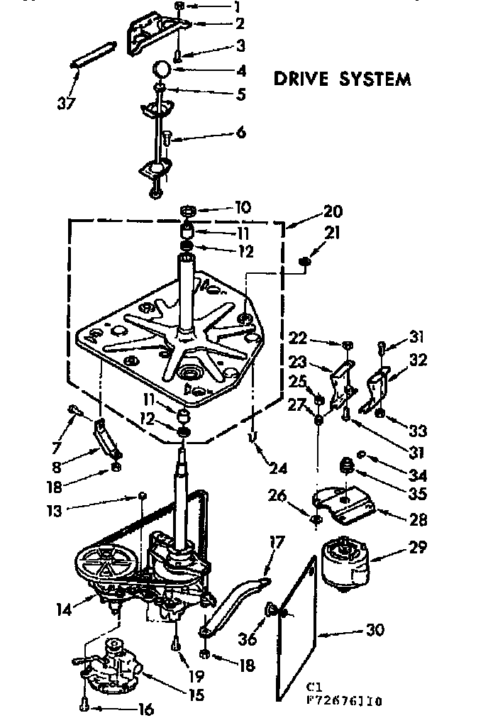 Kenmore 11073676410 drive system diagram