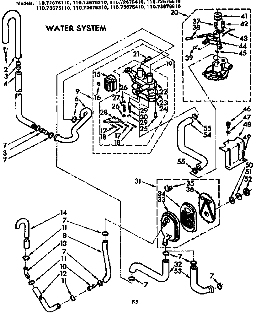 Kenmore 11073676410 water system diagram