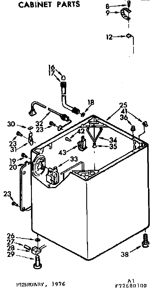 Kenmore 11073680400 cabinet parts diagram