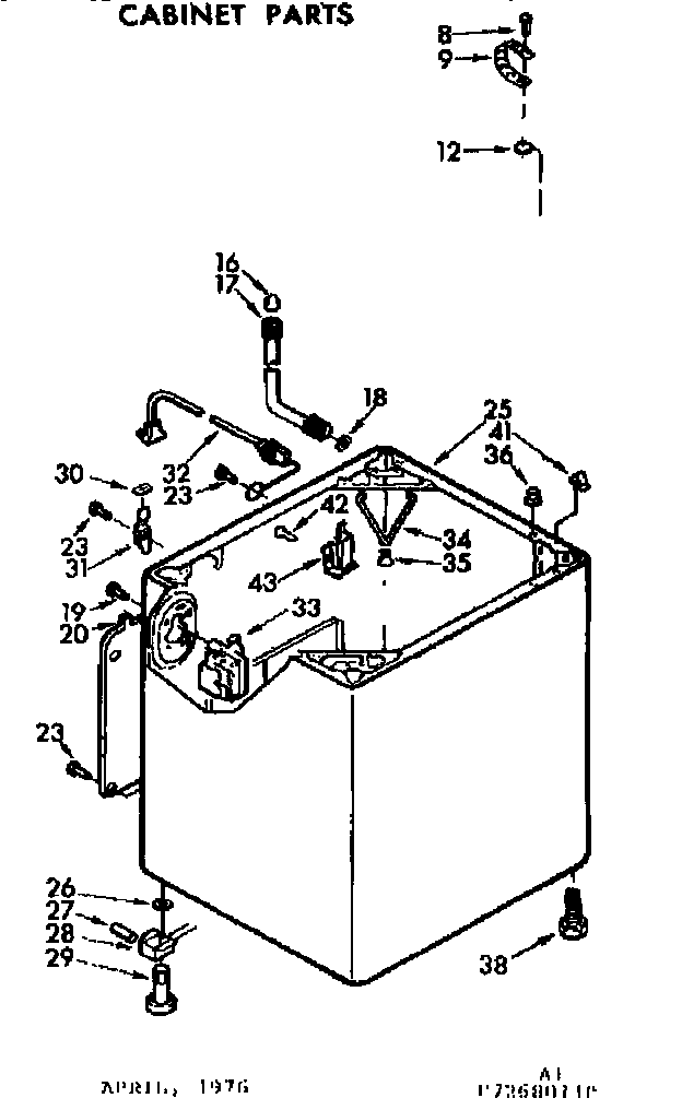 Kenmore 11073680210 cabinet parts diagram