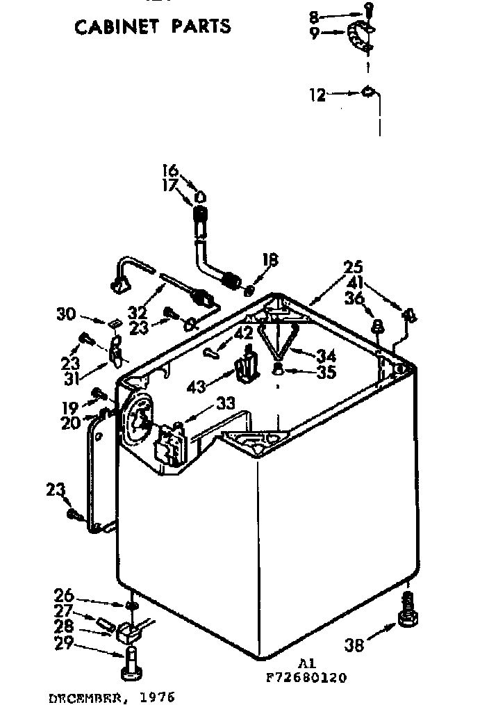 Kenmore 11073680120 cabinet parts diagram