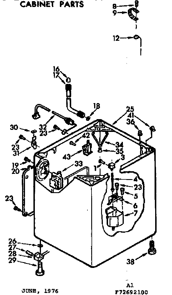 Kenmore 11073692200 cabinet parts diagram