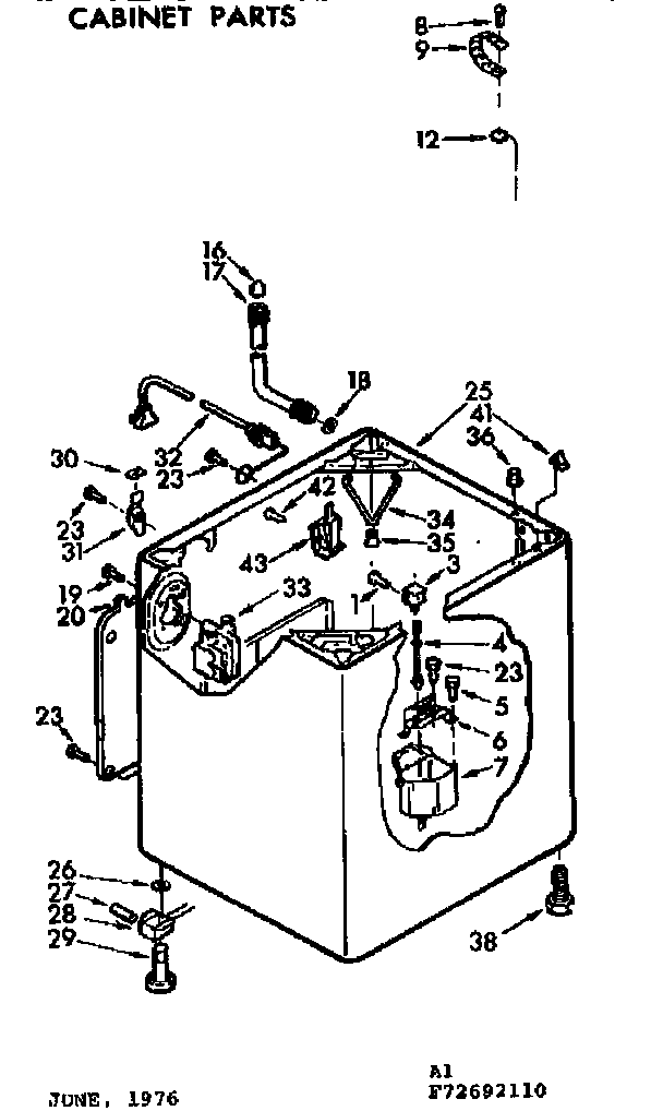 Kenmore 11072692210 cabinet parts diagram