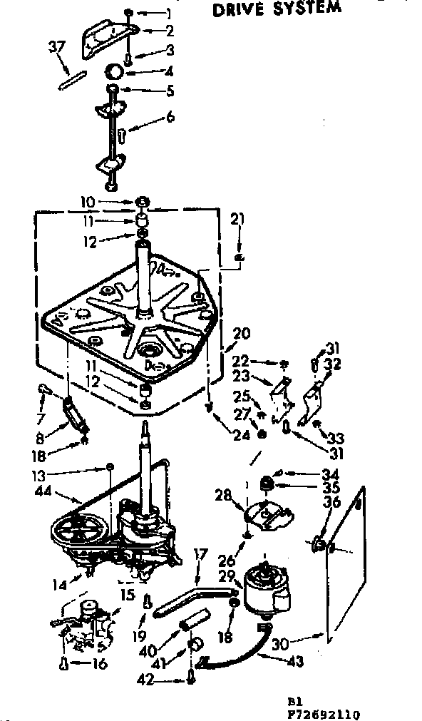 Kenmore 11072692210 drive system diagram