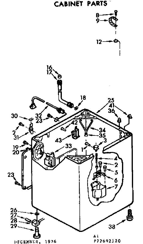 Kenmore 11072692220 cabinet parts diagram