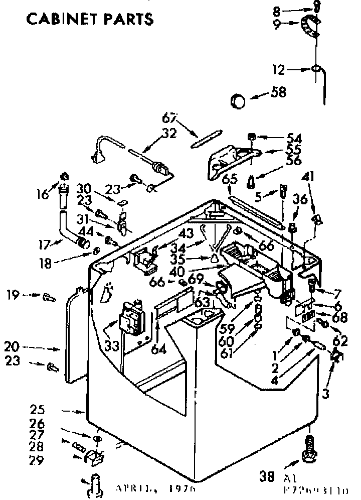 Kenmore 11072693610 cabinet parts diagram