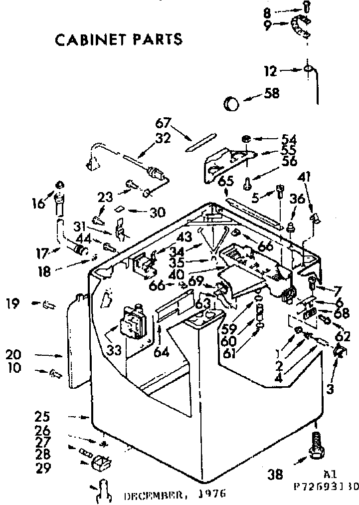 Kenmore 11073693130 cabinet parts diagram
