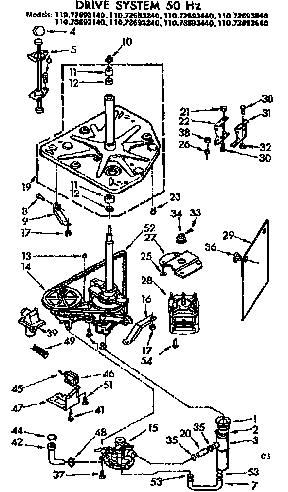 Kenmore 11072693140 drive system 50 hz diagram