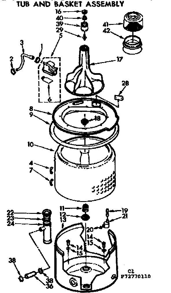 Kenmore 11072770110 tub and basket assembly diagram