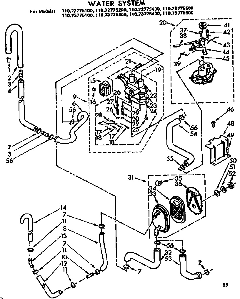 Kenmore 11072775600 water system diagram