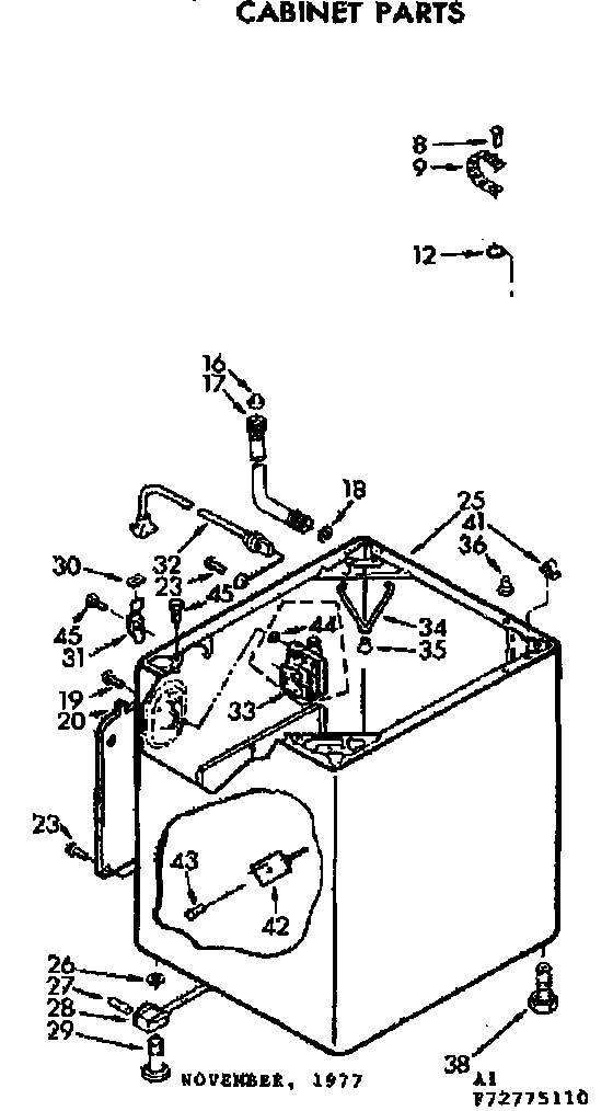 Kenmore 11073775810 cabinet parts diagram