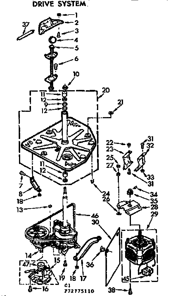 Kenmore 11073775810 drive system diagram