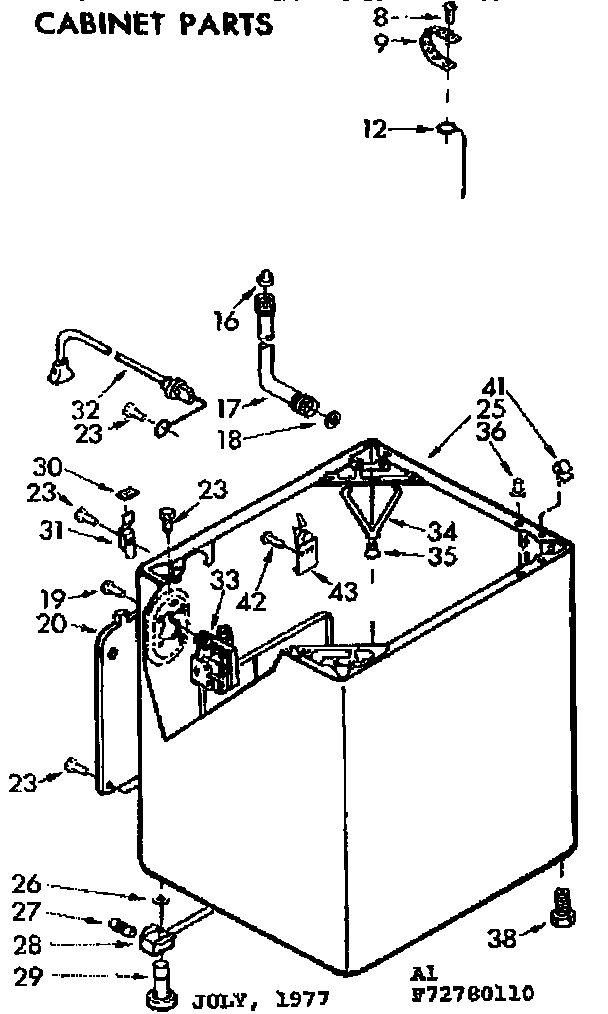 Kenmore 11073780410 cabinet parts diagram