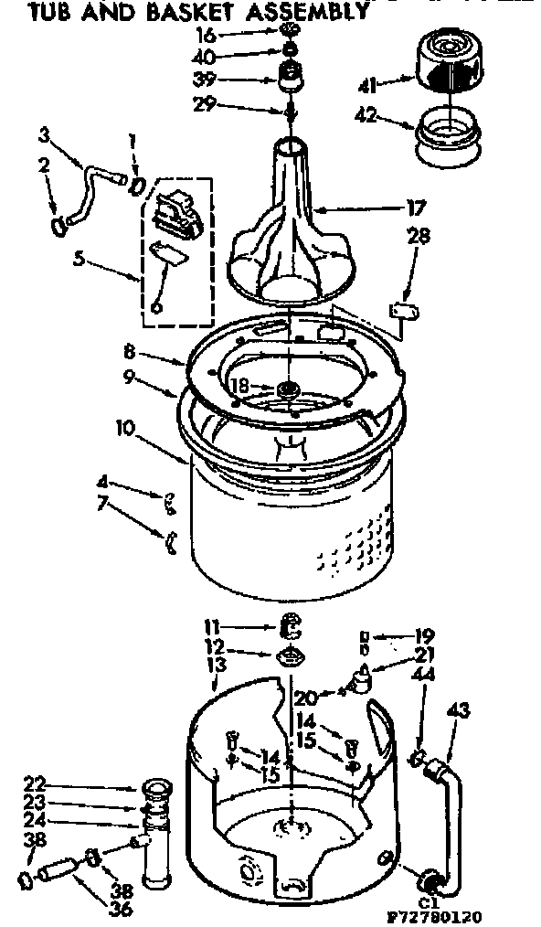 Kenmore 11072780420 tub and basket assembly diagram