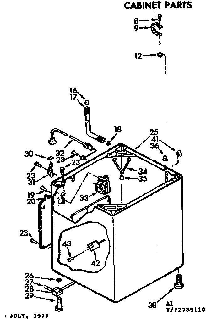Kenmore 11073785610 cabinet parts diagram