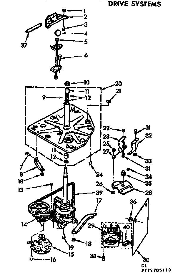 Kenmore 11073785610 drive systems diagram
