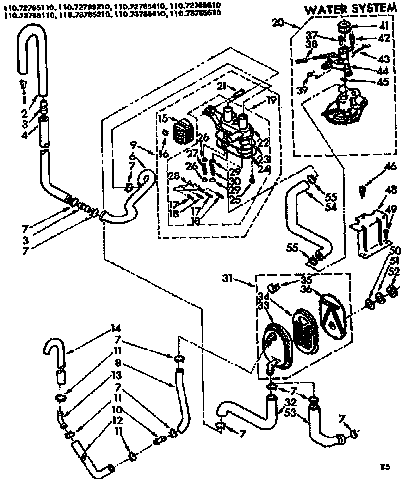 Kenmore 11073785610 water system diagram