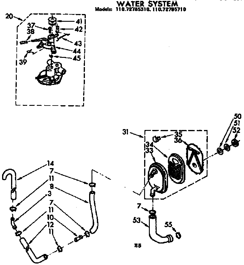 Kenmore 11072785310 water system diagram
