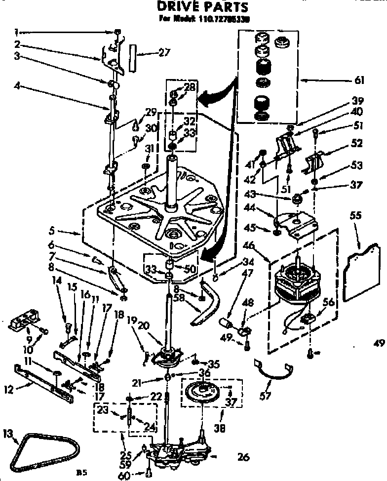 Kenmore 11072785330 drive parts diagram