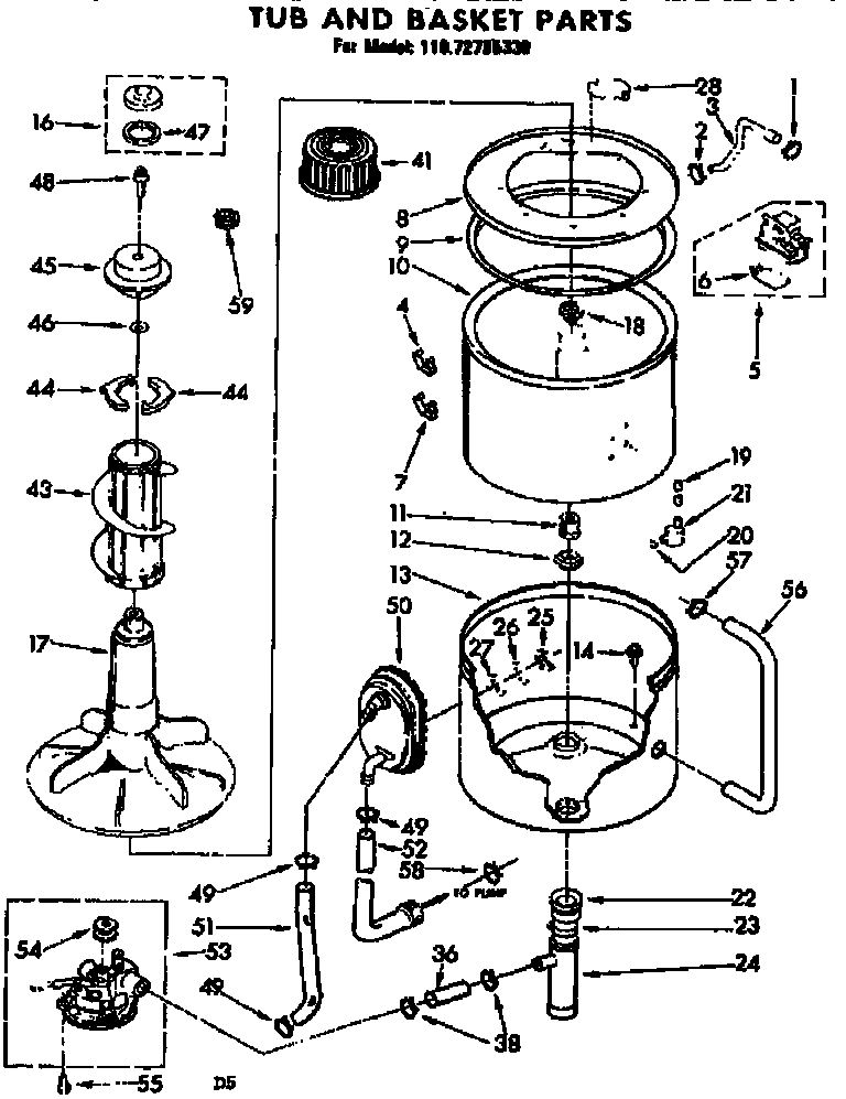 Kenmore 11072785330 tub and basket parts diagram