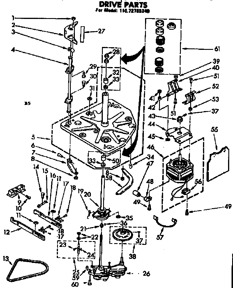 Kenmore 11072785340 drive parts diagram