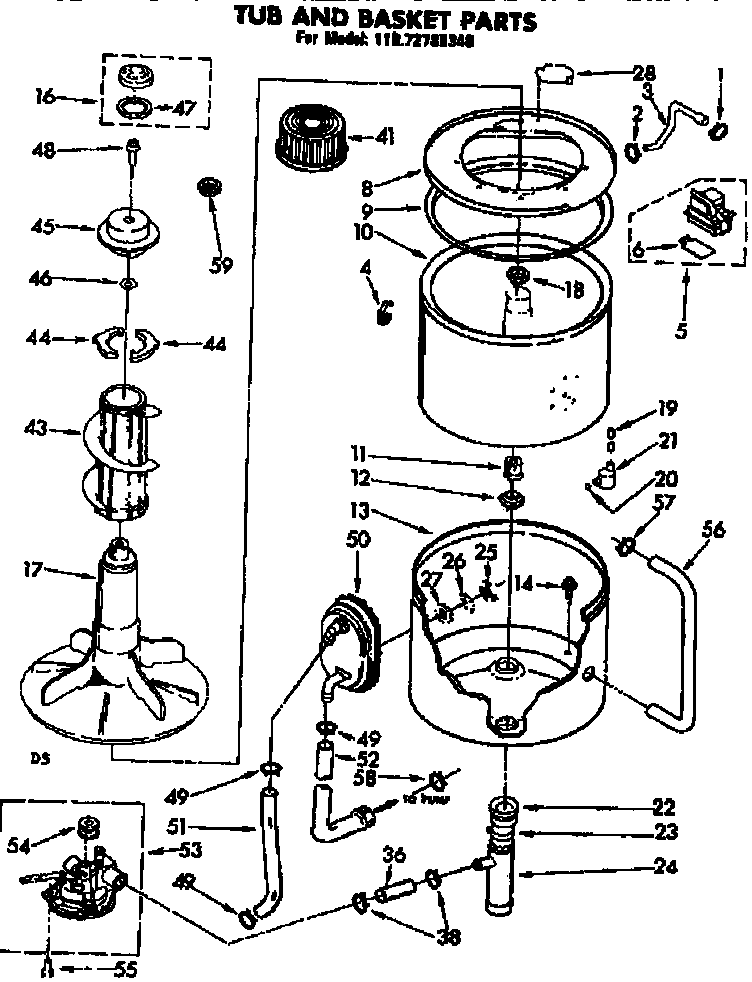 Kenmore 11072785340 tub and basket parts diagram