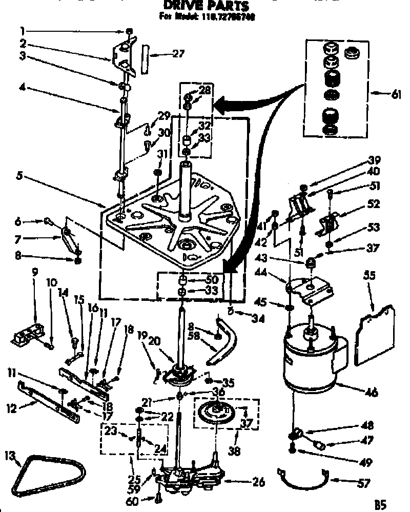 Kenmore 11072785740 drive parts diagram