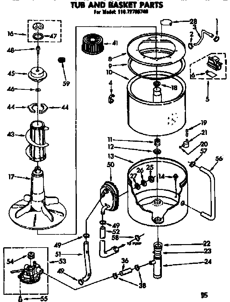 Kenmore 11072785740 tub and basket parts diagram