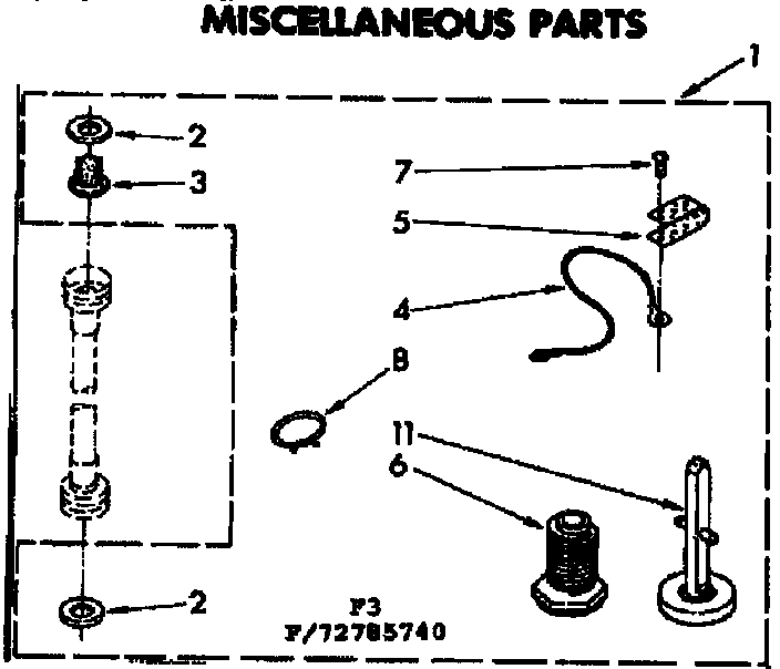 Kenmore 11072785740 miscellaneous parts diagram