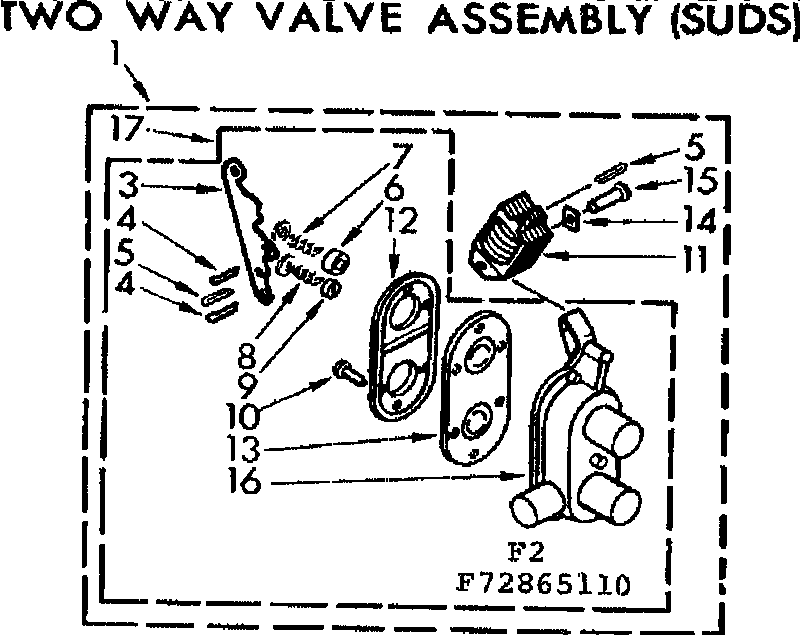Kenmore 11073865610 two way valve assembly suds diagram