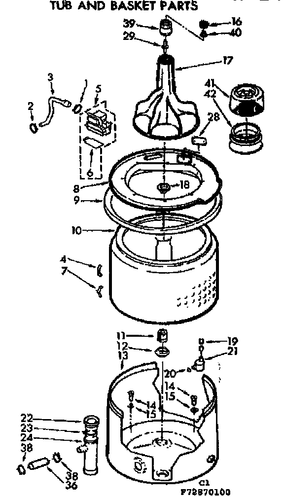 Kenmore 11072870600 tub and basket parts diagram