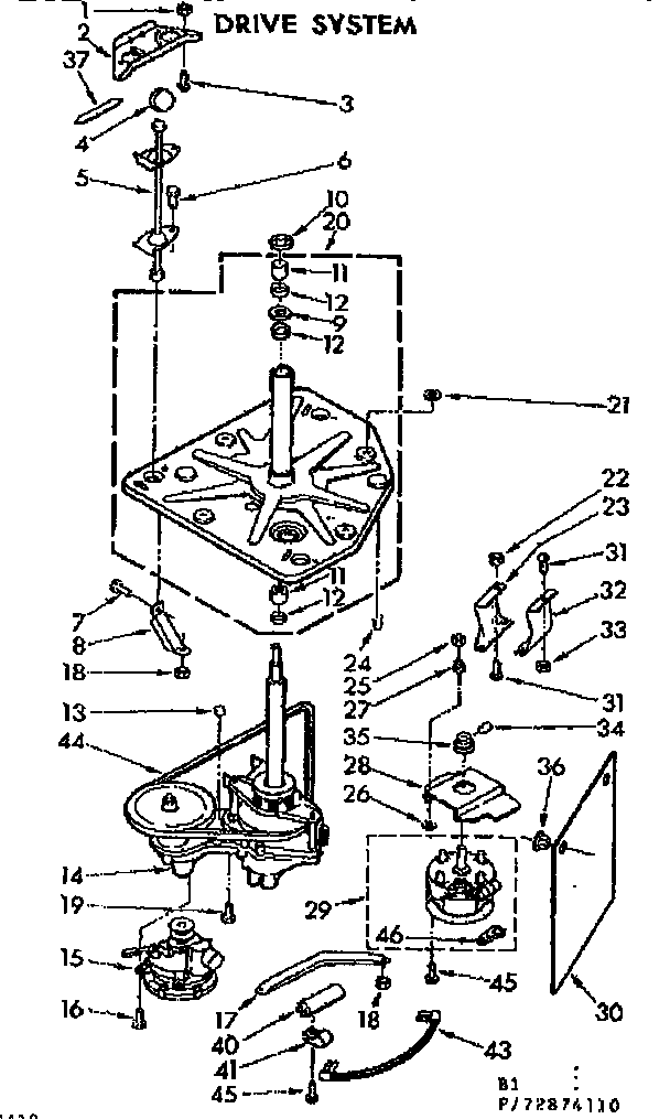 Kenmore 11073874410 drive system diagram