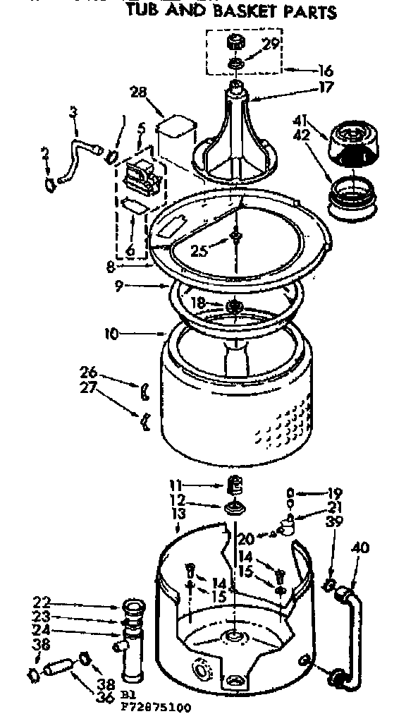Kenmore 11073875600 tub and basket parts diagram