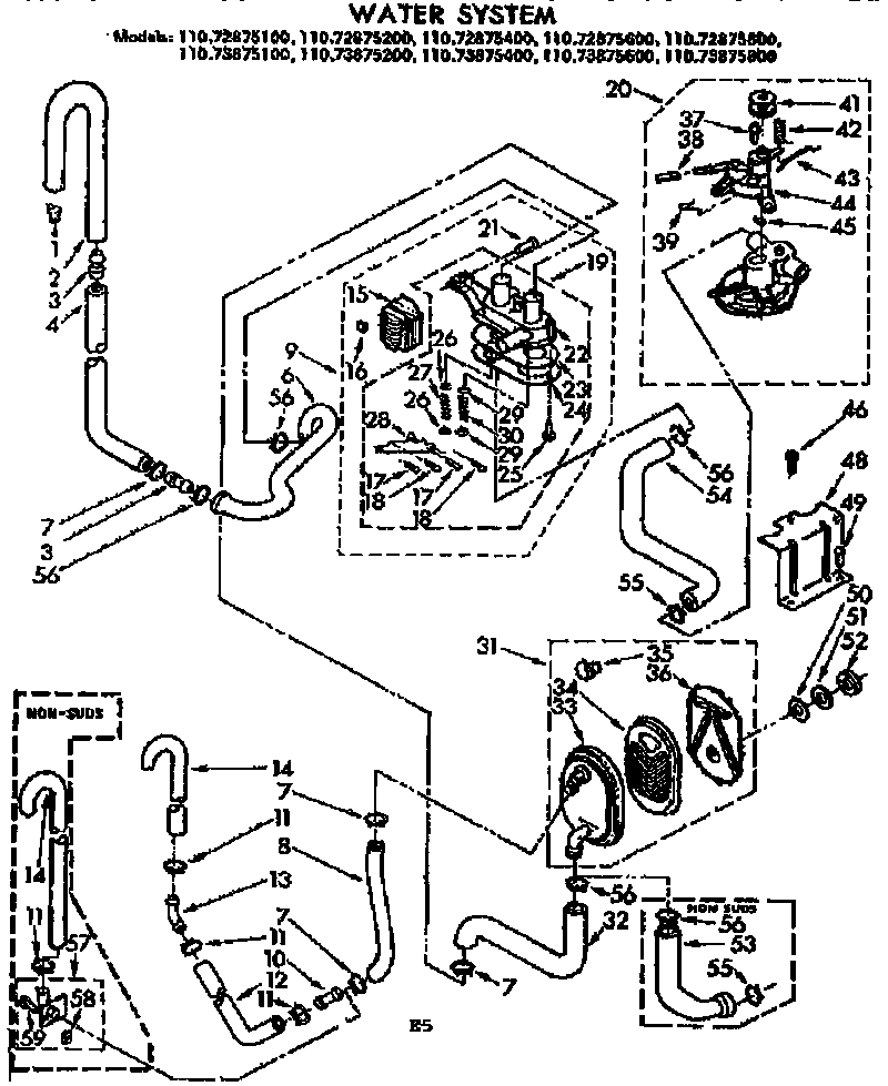 Kenmore 11073875600 water system diagram