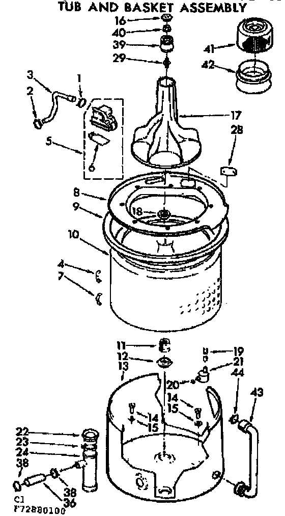 Kenmore 11072880800 tub and basket assembly diagram