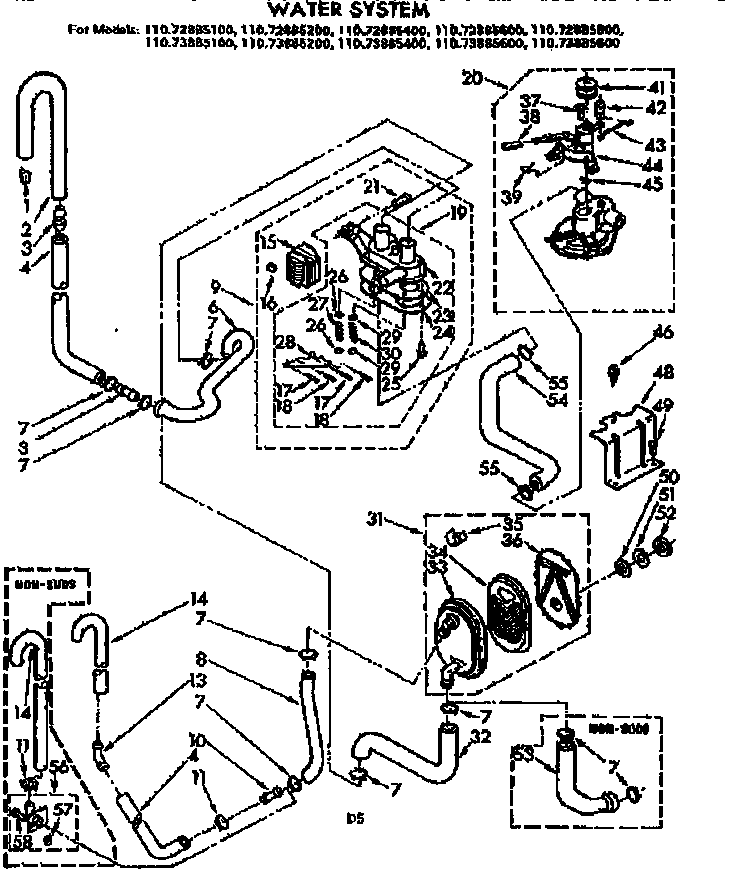 Kenmore 11073885400 water system diagram