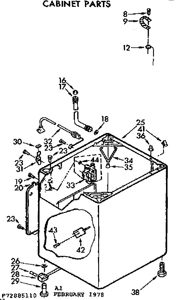 Kenmore 11073885110 cabinet parts diagram