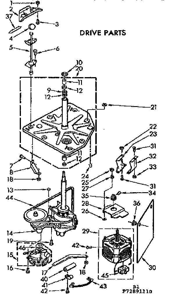 Kenmore 11073891210 drive parts diagram