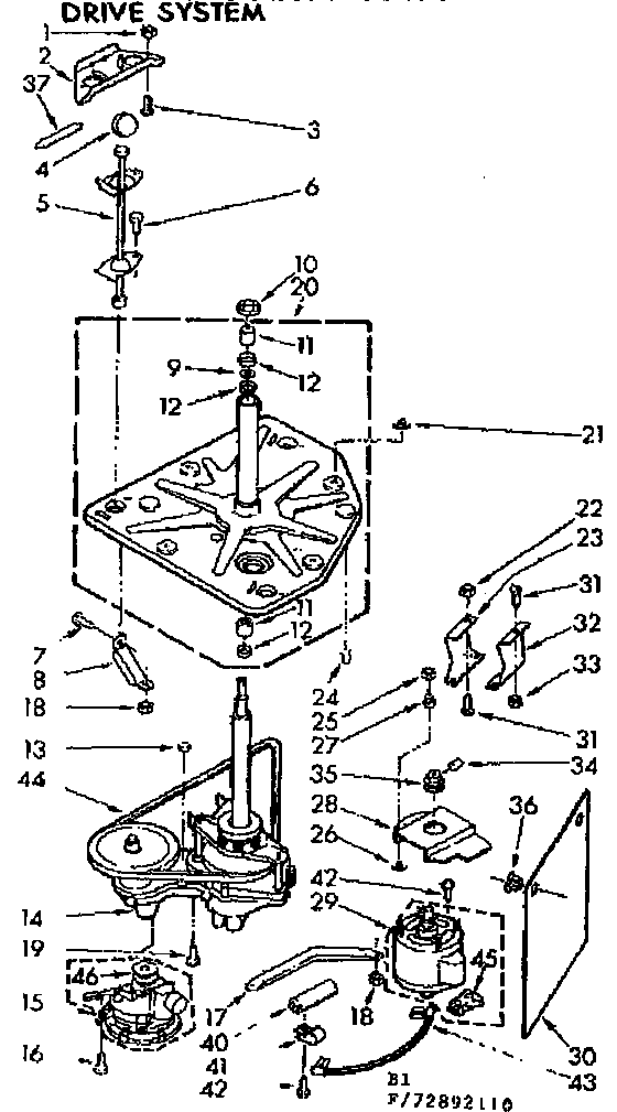 Kenmore 11073892210 drive system diagram